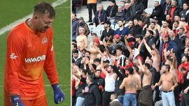 Karagümrük taraftarı soyunarak Viviano'ya destek verdi